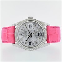 Pink Floral Diamond DateJust Watch, 36mm Rolex