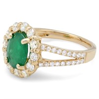 1.50ct Emerald & 1.00ct Diamond Ring in 14K Gold