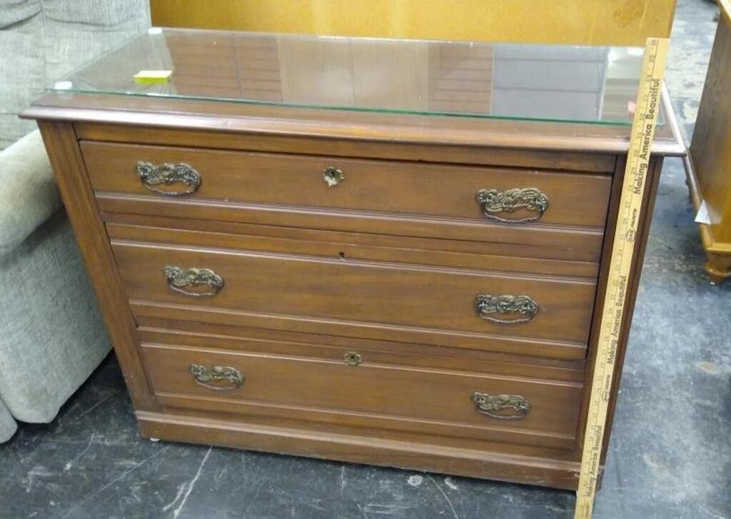 3 Drawer Chest Old Antique