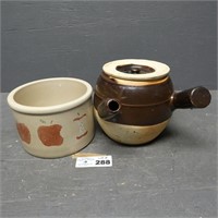 Unusual Stoneware Medicine Crock & Other