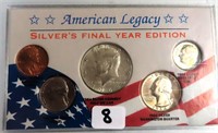 Silver's Final Year Coin Display, $17.94 Melt
