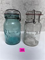 Vtg Aqua&Clear Wire Bale E-Z Seal Jars