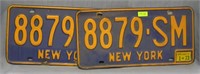 Pair of vintage NY license plates