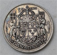 1942 CAD SILVER HALF DOLLAR