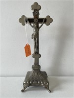 Vintage Cast Metal Footed Crucifix
