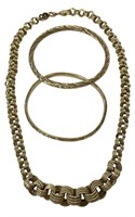 18" -10KT GOLD CHAIN & 2 -14KT YELLOW GOLD BANGLES