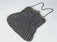 Victorian Marcasite Beaded Handbag w/ Filigree