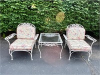 2 METAL PATIO CHAIRS &TABLE