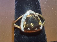 ANTIQUE/VINTAGE STERLING WITH SMOKY QUARTZ 2CT