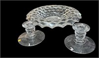 12 “ Fostoria Compote & Pair Candle Holders