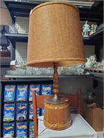 Wooden Bucket Style Table Lamp