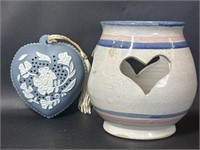 Avon Potpourri Heart, Cutout Heart Glazed Pot