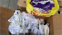 Large box of Assorted trims. Unknown fibres or