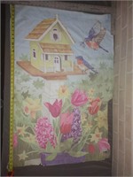 Spring Birdhouse Flower Flag