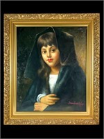 Portrait of a Girl, Attributed Oil on Canvas