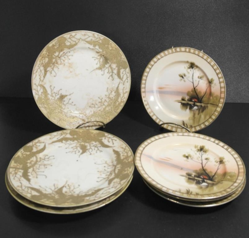 7 GOLD-TONE JAPANESE PORCELAIN PLATES