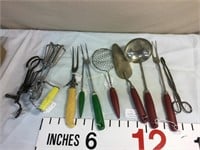 Vintage kitchen utensils- red or green handles