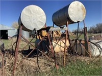 (2) 500 gallon fuel tanks with stands valves and