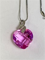 18" Italian Sterling Chain/L Faceted Pink Sapphire