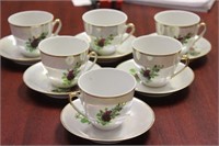 Set of Six Cup and Saucers