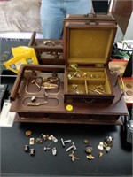 jewelry box with pins, cufflinks, tie clips, etc.
