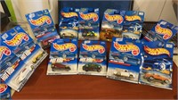 12 New Hot wheels new on card this lot includes