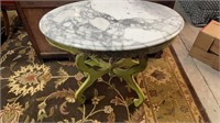 Oval Marble Top Table w/ Lime Green Base
