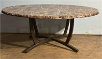 Faux Oval Marble Top Coffee Table