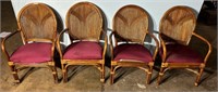 Four Bentwood Bamboo Style Arm Chairs