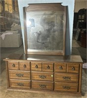 Late 20th Century Pressed Oak Finish Triple Dresse