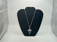 Sterling Filigree Blk & Wht Diamond CZ ? Necklace