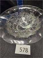 Glass Punch bowl w/ ladle