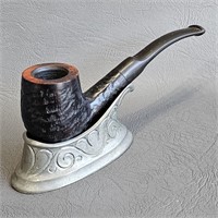 Vintage Pewter Pipe Stand & "Spitfire" Pipe