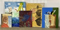 (RK) Oil Painting on Board and Canvases Various