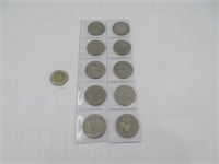 10 pièces de 1$ Canada en nickel