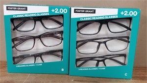 (2)3-Pack Foster Grant Classic Reading Glasses