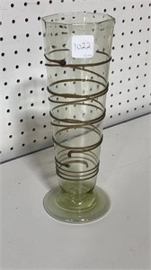 Juliska Art Glass Paneled Pale Green Vase