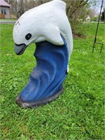 Dolphine on wave Statue 25inch tall Concrete