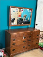 VTG 6 DRAWER DRESSER & MIRROR SHOWS WEAR