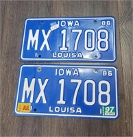 1986 Iowa License Plates