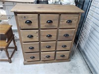 B- 12 DRAWER FIR WOOD CABINET