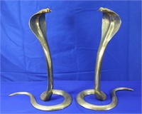Pr. Large Decorative Brass Cobras