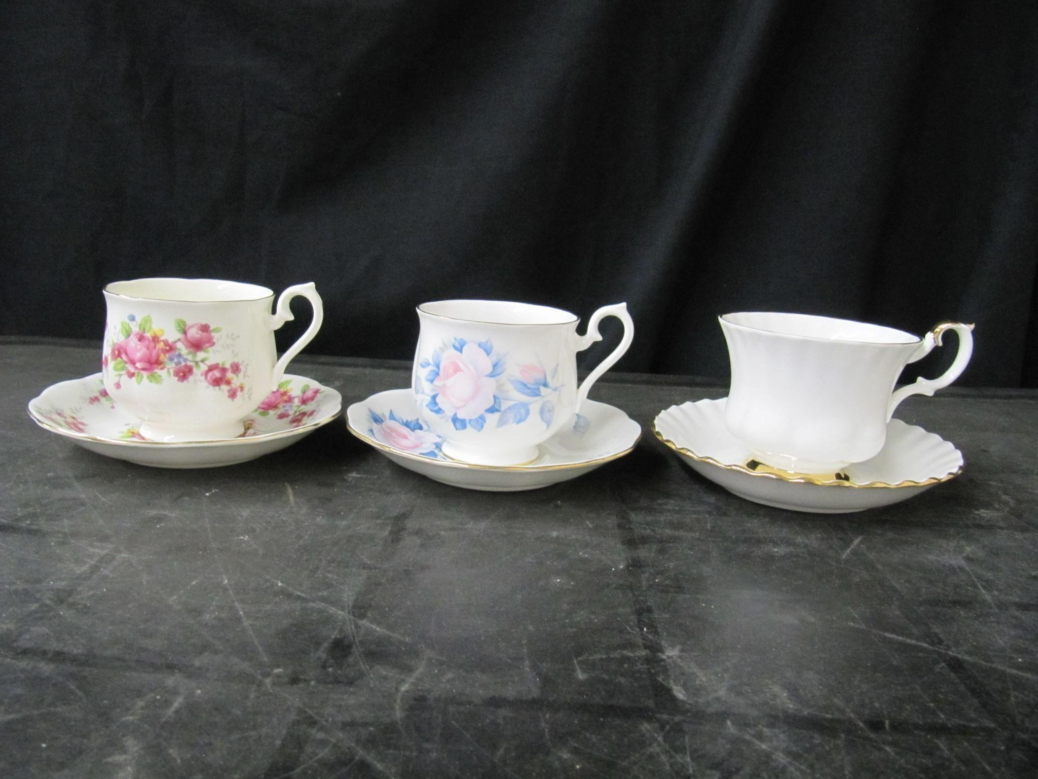 3 ROYAL ALBERT  CUPS/SAUCERS