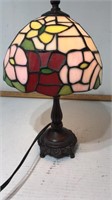 Small glass colored lamp  metal base