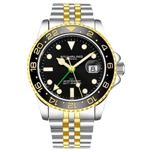 Stuhrling Diver Men's 2 Tone Bracelet Black Watch