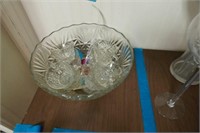 glass punch bowl with 8 glasses