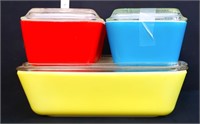 Vntg Pyrex primary colors 4 piece fridge dish set