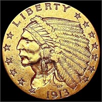 1913 $2.50 Gold Quarter Eagle CLOSELY