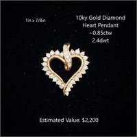 10kt Diamond Heart Pendant, ~0.85ctw, 2.4dwt