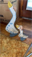 Welcome Friends wooden geese. 19 and 17 inches